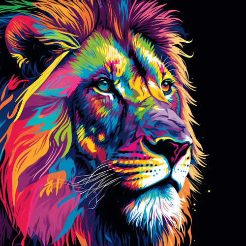 Colorful Lion Painting Art