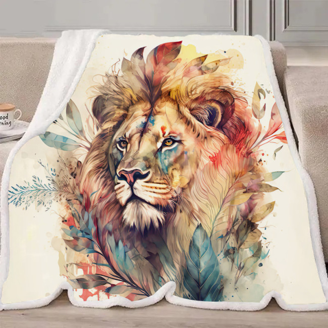 Watercolor Lion Blanket