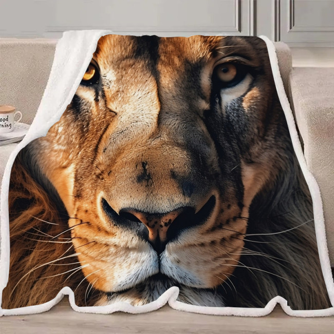 3D Lion Print Blanket