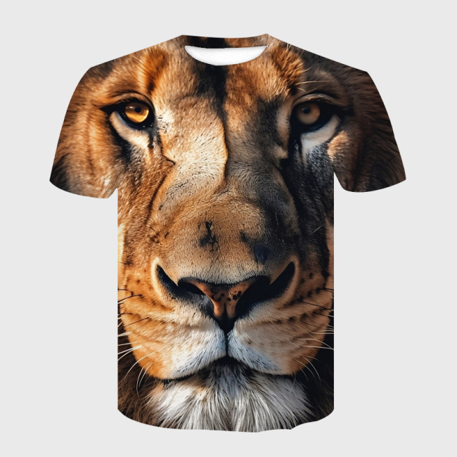 3D Lion Print T-Shirt