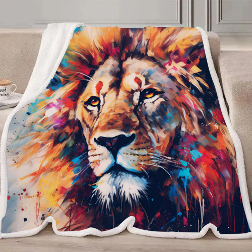 Colorful Painting Lion Blanket