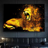 Gold Lion Painting Art