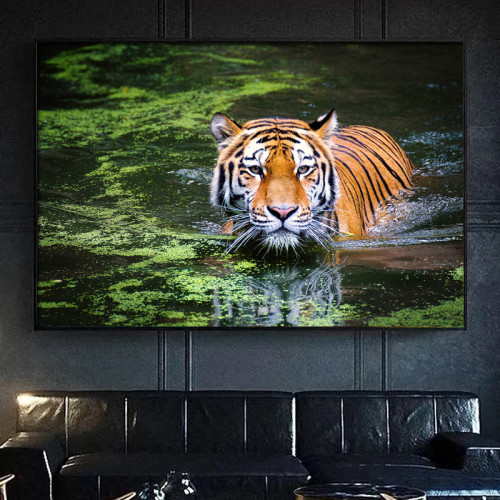 Swimming Tiger Painting Art