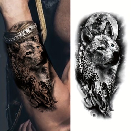 Night Forest Wolf Tattoo