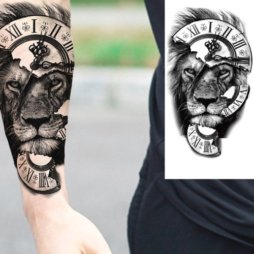 Lion Clock Tattoo