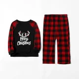 Merry Christmas White Antlers Christmas Family Pajamas Red Plaids Pajamas Set