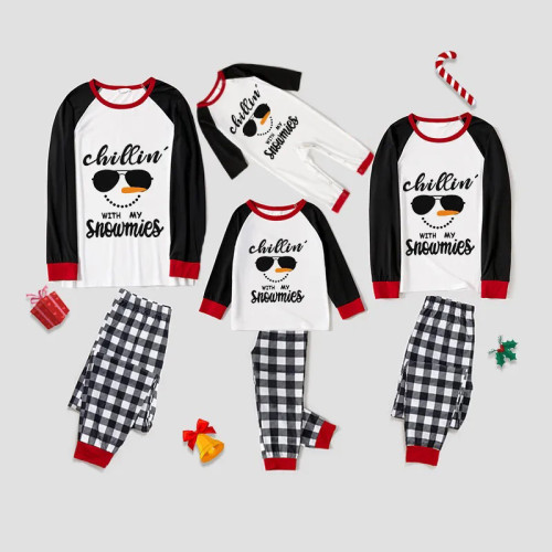 Chillin Snowmies Cool Snowman Christmas Family Pajamas Plaids Pajamas Set