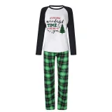 The Most Wonderful Time Of Year Christmas Family Pajamas Green Plaids Pajamas Set