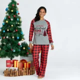 Most Wonderful Time Christmas Family Pajamas Red Plaids Pajamas Set