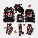 Just Hanging With My Gnomies Christmas Family Pajamas Black Plaids Pajamas Set