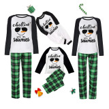 Chillin With My Snowmies Christmas Family Pajamas Green Plaid Pajamas Set