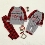 Most Wonderful Time Christmas Family Pajamas Red Plaids Pajamas Set