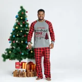 Most Wonderful Time Christmas Family Pajamas Red Plaids Pajamas Set