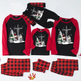 Christmas Tree Forth Hope Love Snowman Cross Christmas Family Pajamas Red Plaids Pajamas Set