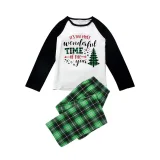 The Most Wonderful Time Of Year Christmas Family Pajamas Green Plaids Pajamas Set