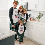 Dear Santa Naughty Ones Christmas Family Pajamas Green Plaids Pajamas Set