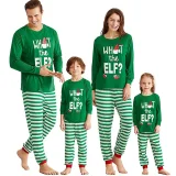 Green What ELF Christmas Family Pajamas Striped Set