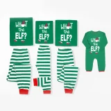 Green What ELF Christmas Family Pajamas Striped Set