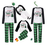 The Most Wonderful Time Of Year Christmas Family Pajamas Green Plaids Pajamas Set