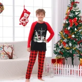 Christmas Tree Forth Hope Love Snowman Cross Christmas Family Pajamas Red Plaids Pajamas Set