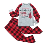 Most Wonderful Time Christmas Family Pajamas Red Plaids Pajamas Set