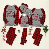 Most Wonderful Time Christmas Family Pajamas Red Plaids Pajamas Set