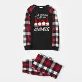 Just Hanging With My Gnomies Christmas Family Pajamas Black Plaids Pajamas Set