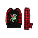 Santa Jurassic Dinosaur Christmas Family Pajamas Plaids Pajamas Set