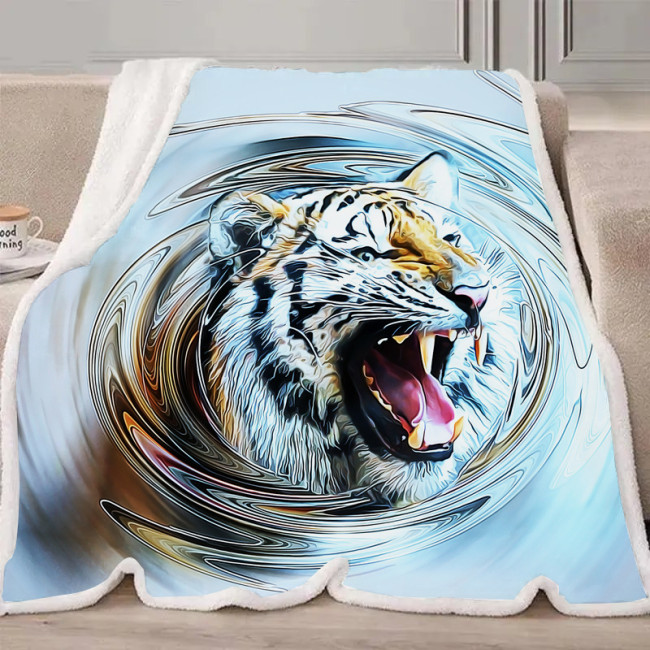 Abstract Tiger Head Blanket