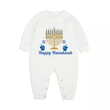 Candlestick Happy Hanukkah Christmas Family Pajamas Blue Pajamas Set