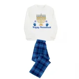 Candlestick Happy Hanukkah Christmas Family Pajamas Blue Pajamas Set