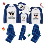 Chillin With Snowmies Christmas Family Pajamas Blue Plaids Pajamas Set