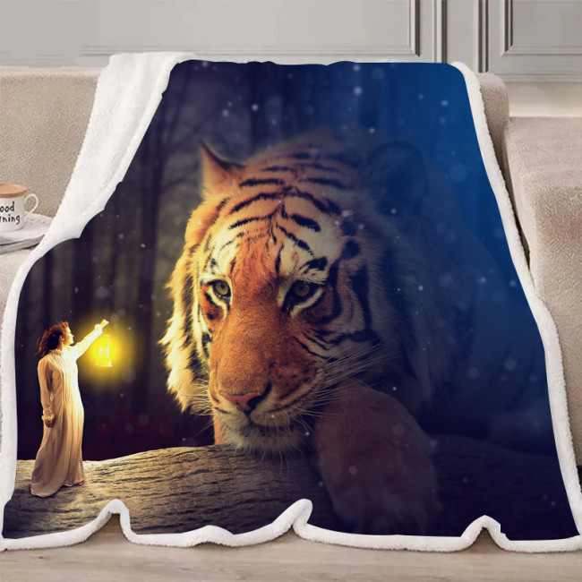 Bored Tiger In Light Blanket