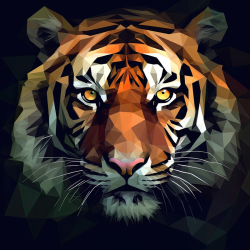 Geometric Tiger Painting Art