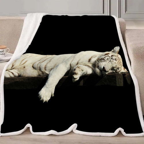 Sleeping White Tiger Blanket