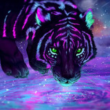 Purple Tiger Galaxy Painting Art