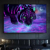 Purple Tiger Galaxy Painting Art