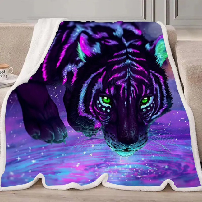 Purple Tiger Galaxy Blanket