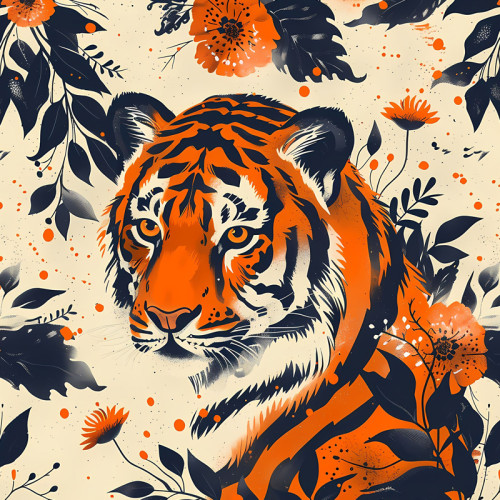 Flowers Tiger Blanket