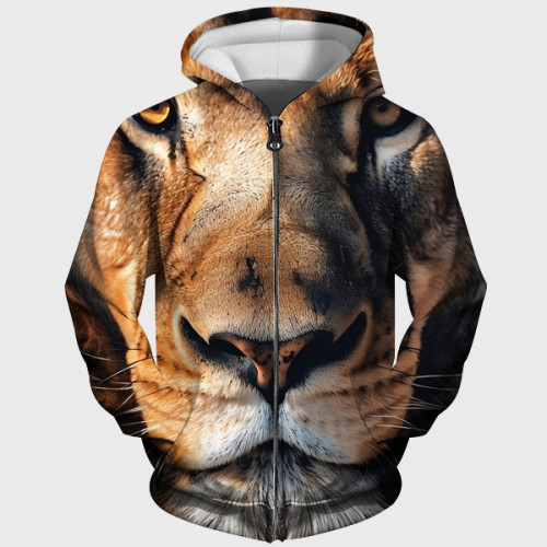 3D Lion Print Hoodie