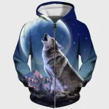 Wolf Howling At Moon Hoodie