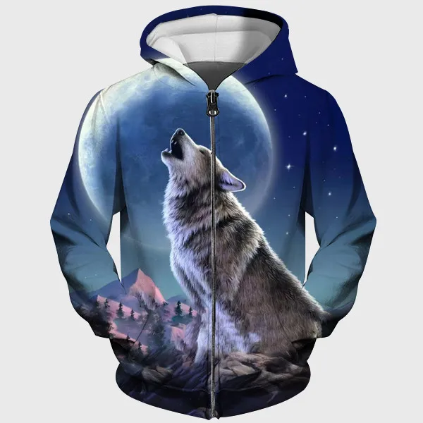 Wolf Howling At Moon Hoodie