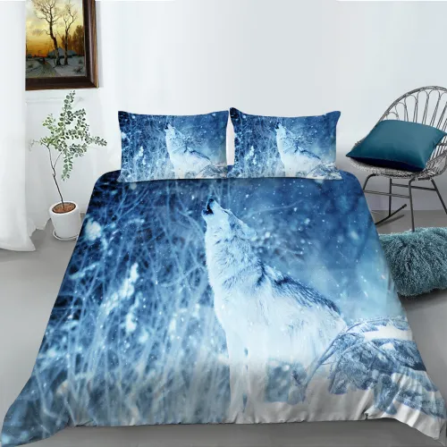 Winter Howling Wolf Bed Set