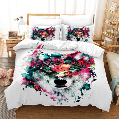 Watercolor Wolf Bed Set
