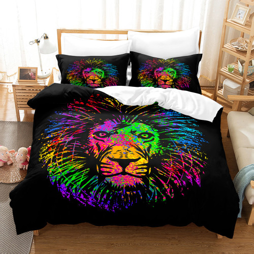 Colorful Lion Head Bed Set