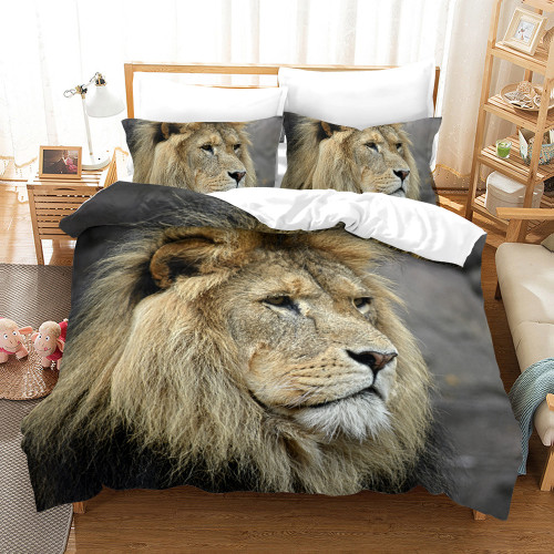 Wild Lion Print Bed Set