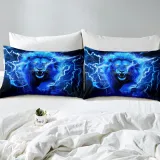 Lightning Lion Print Bed Set