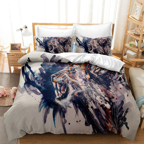 Ink Lion Print Bed Set