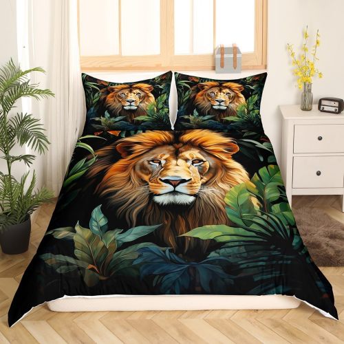 Jungle Lion Print Bed Set
