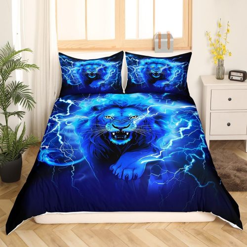 Lightning Lion Print Bed Set